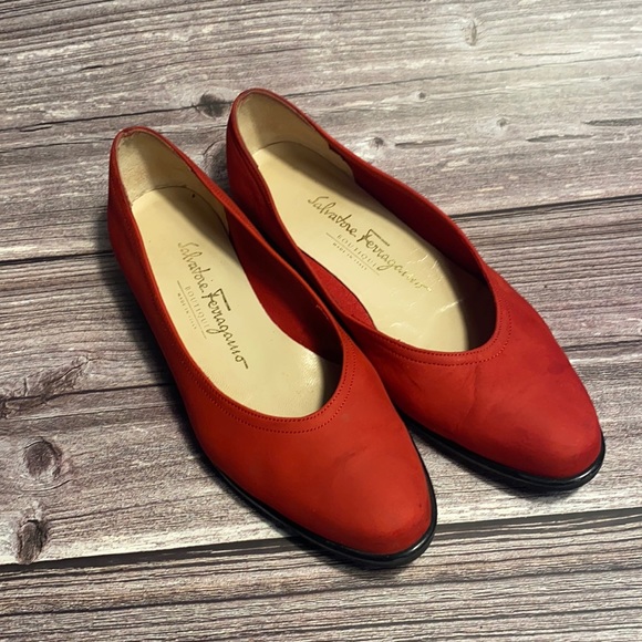 Salvatore Ferragamo Shoes - Salvatore Ferragamo red suede flats